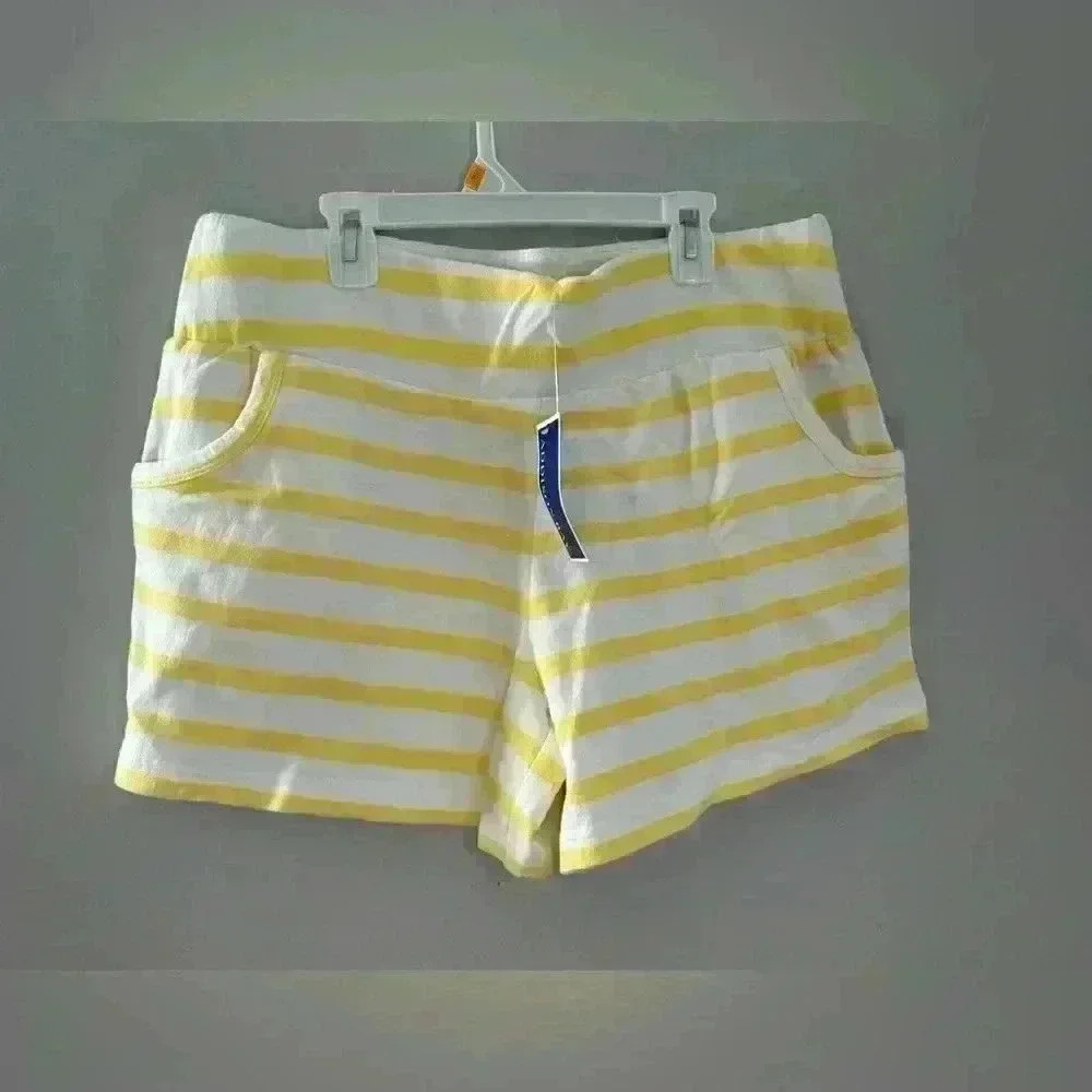 Addison Bay Quince Short Breakpoint Yellow White Striped NWT - Picture 3 of 6